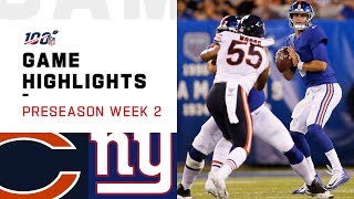 Bears vs. Giants Preseason Week 2 Highlights | NFL 2019
