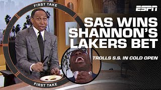 IS THAT MY STEAK!? 😆 Stephen A. GLOATS winning Shannon's double-or-nothing Lakers bet | First Take