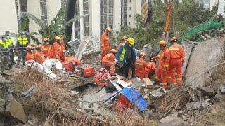 重慶市武隆区で食堂の建物が崩壊　２０人以上が閉じ込め