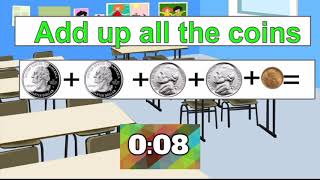 Coin Counting Math Brain Break Exercise Game!  1st Grade to 4th Grade Activity!