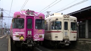 一畑電車2100系2104Fしまねっこ号\u00262101F京王色 @大津町駅