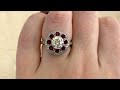 1.47 carat old european cut bezel set diamond ring ruby floral ring hand video