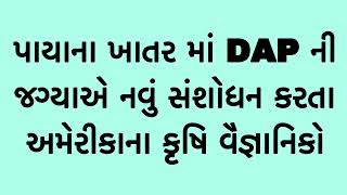 આજની કૃષિ માહિતી-પાયાના ખાતર માં DAP ની જગ્યાએ નવું સંશોધન કરતા અમેરીકાના કૃષિ વૈજ્ઞાનિકો #બિયારણ