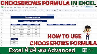 How to use ChooseRows Formula in Excel🔥 #excel #msexcel #eleganceacademy