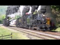 Cass Railfan Weekend 2014.Heisler #6 Shay #6 #5 and #11 Leaving The Depot