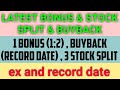 latest bonus and stock split | latest bonus shares announcement  | bonus shares | buyback of shares