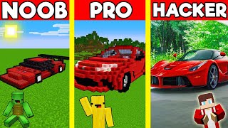 FERRARI SPORTCAR Build Battle In Minecraft - NOOB VS PRO CHALLENGE - Maizen Mizen Mazien Parody