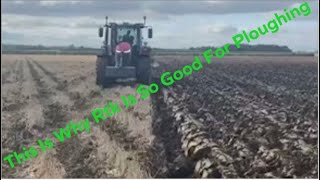 Massey Ferguson 8S.265D7 ploughing on top with 7 furrow fully mounted plough