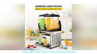 VEVOR Commercial Slushy Machine 15Lx2 Tank Margarita Maker 1000W Stainless Steel Smoothie Frozen Dri