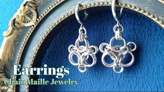 [Earrings] 丸カンだけde作るチェインメイルイヤリング / How to make Chain Maille Jewelry 33 / 日系百圓店金屬圈編織耳環