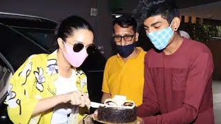 Shraddha Kapoor Cutting Cake With Media Reporter At Airport