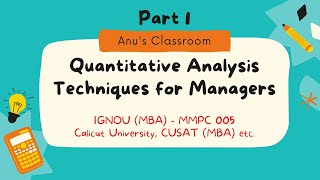 Quantitative Analysis for Managerial Application | Quantitative Methods|Techniques  IGNOU MMPC 005