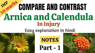 Compare and Contrast Arnica and Calendula in injury | Part -1| Notes | Easy explanation in hindi