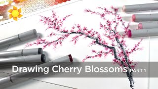 How to Draw a Copic Cherry Blossom Branch (part 1)