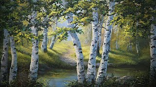 Trail Through the Birch Trees | Landscape Painting