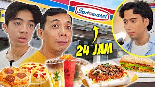 24 JAM MAKAN DI INDOMARET SAJA ! XAVIER & PAPA KETEMU ARTIS ?