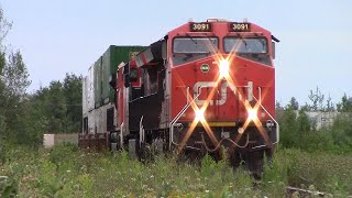 Tier 4 Gevo 3091 Leads a Monster Stack Train CN 120 at Moncton, NB