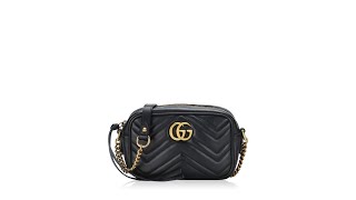 Gucci Calfskin Matelasse GG Marmont Mini Camera Bag Black