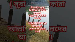 নিশ্চয়ই আল্লাহ ধৈর্যশীলদের সাথে আছেন। ( সূরা-আল বাকারা ২:১৫৩)আল্লাহ ধৈর্যশীলদের ভালবাসেন।  (সূরা-আল