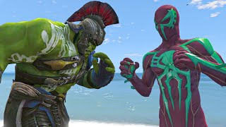 GTA 5 Hulk vs Spiderman 2099 crazy Battle jump falls #15 | WATCH T7