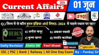 1 June 2024 Current Affairs | Daily Current Affairs | Static GK | Current News | Crazy GkTrick