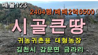 김천토지 김천땅/감문면 금라리/2404평/매매2억6500만원/귀농귀촌,대형농장,전원주택,큰 과수원용 시골땅