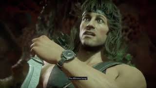 RAMBO INTRO w/ SKARLET REVEALVED!!! MK11 ultimate Rambo gameplay intro animation and dialogue