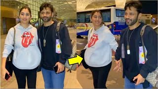 Pregnant Disha Parmar Flaunting her Baby Bump with Rahul Vaidya at the Airport