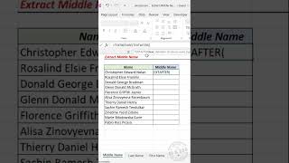 Excel Formula to extract Middle Name #excelshorts