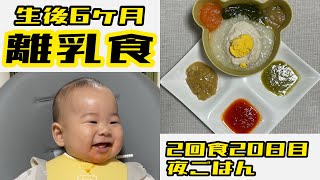 2回食20日目夜ごはん【生後6ヶ月】【離乳食初期】