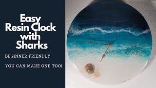 #15 Ocean Clock W/Sharks From Resin