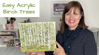 Easy Acrylic Painting // Birch Trees // Using just ONE BRUSH!