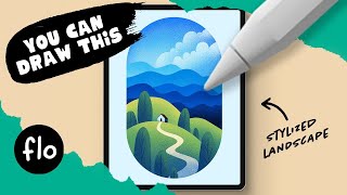 ANYONE Can Draw a Stylized Landscape in PROCREATE - Easy Drawing on iPad