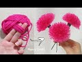 Super Easy Flower Craft Idea with Woolen - Hand Embroidery Amazing Trick - Sewing Hack - Wool Design