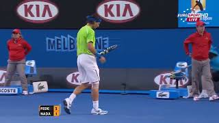 Incredible backhand from Nadal #5 [Rafael Nadal vs Roger Federer] (Australian Open 2012 SF)