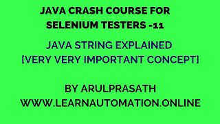 Java Crash course | 11 | STRINGS in Java explained | Tamil | Java for Automation