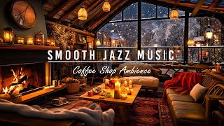 Winter Ambience - Embrace the Serenity with Smooth Jazz Music, Snowfall & Fireplace Sounds for Sleep