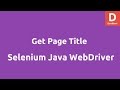 Get Page Title using Selenium Java WebDriver