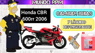 CAMBIAR BUJIAS HONDA CBR 600 RR 2006. CAMBIAR LIQUIDO REFRIGERANTE DESMONTAR RADIADOR CARENADO