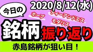 【相場振り返りシリーズ#30】2020年8月12日(水)~赤島銘柄が狙い目！？~