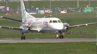 Fly-Be Loganair SAAB 340 High Zoom Closeup Take Off at Cork Airport [HD]