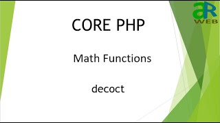#8 - decoct in PHP || PHP Math Functions