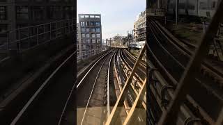 DLR journey Canary wharf to Bank front view of the train ￼￼￼￼￼