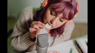 ASMR Eating Sounds 🤤 With a relaxing video and a calming white noise music 😊 No Talking! For Sleep