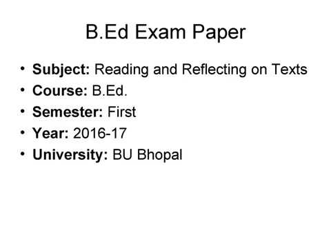 B.Ed. First Semester Question Paper - YouTube