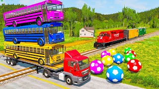 Big \u0026 Small: Mcqueen with Spinner Wheels vs Long Monster Truck Tow Mater vs Thomas Trains - BeamNG