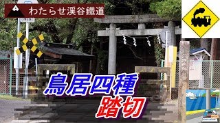 【踏切】鳥居四種踏切　わたらせ渓谷鐵道Railway crossing　Watarase line(Gunma japan)