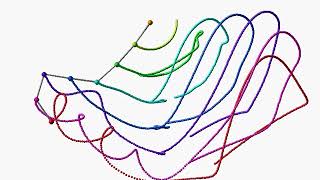 Septuple (7) pendulum starting from horizontal position / simulation / chaos