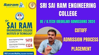 Sri Sai Ram Engineering College -1419 /Admission Process & Cutoff, Placement #tnea2024 #engineering