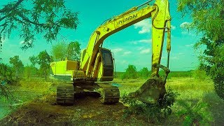 รถแบ็คโคร Excavator Hyundai 210 ตัตดินใส่รถบรรทุดิน รถเกดดิน ปลูกบ้าน